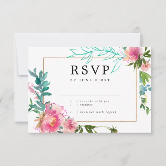 Carte RSVP Pony à l'aquarelle rose (Devant)