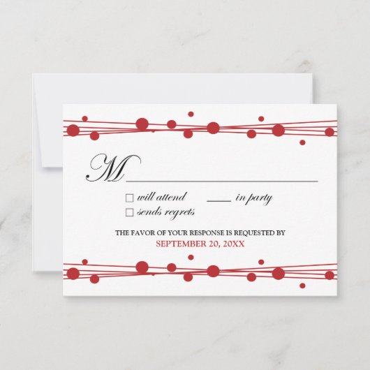 Carte RSVP Pots & Paille (blanc/rouge) (Devant)