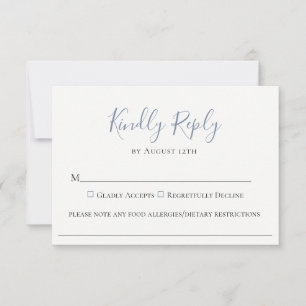 Carte RSVP pour allergie alimentaire Mariage bleu 