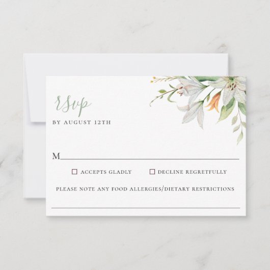 Carte RSVP pour Allergie alimentaire Mariage Flora (Devant)