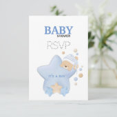 Carte RSVP pour Baby shower Ours Teddy Mignonne do (Debout devant)