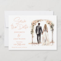 Carte RSVP pour couple mariage aquarelle Enregistr