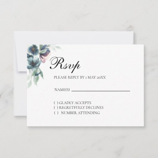 Carte RSVP pour fleurs d'aquarelle (Devant)