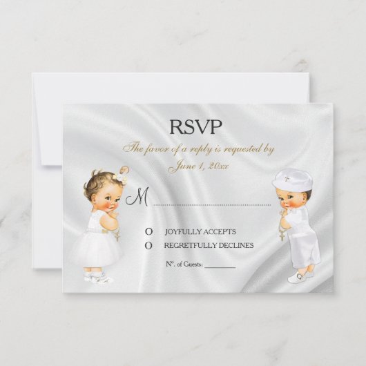 Carte RSVP pour la communion baptisée baptême (Devant)