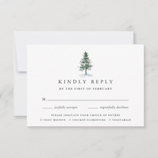Carte RSVP pour le choix de repas en bois (Devant)