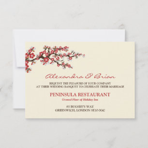 Carte RSVP pour les fleurs de cerisiers (canneberg