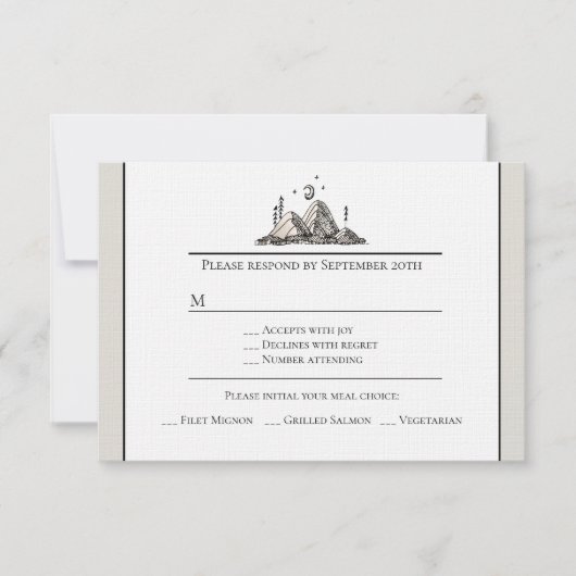Carte RSVP pour les monts tirés à l'encre (Devant)