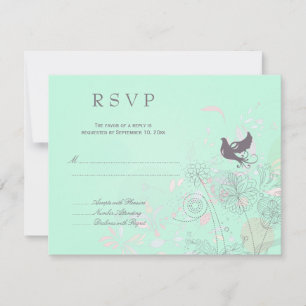 Carte RSVP pour mariage à ressort fleuri rose + gr