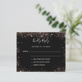 Carte RSVP pour mariage budget or rose noir (Debout devant)