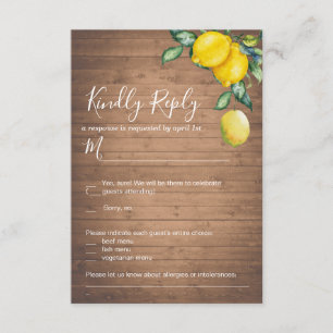 Carte RSVP pour mariage des citrons et des bois