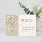 carte RSVP pour mariage en pot de mât floral (Debout devant)