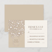 carte RSVP pour mariage en pot de mât floral (Devant / Derrière)