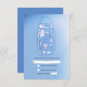 carte RSVP pour mariage en pot de plage bleu (Devant / Derrière)