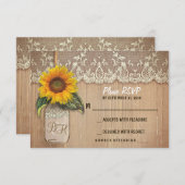 carte RSVP pour mariage en pot de tournesol (Devant / Derrière)