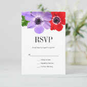 Carte RSVP pour mariage floral à l'anémone aquarel (Debout devant)