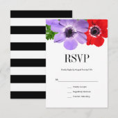 Carte RSVP pour mariage floral à l'anémone aquarel (Devant / Derrière)