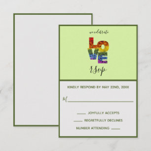 Carte RSVP pour mariage homosexuel à thème vert am