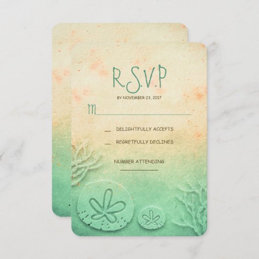 Carte RSVP pour mariage plage de sable de sable (Devant / Derrière)