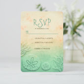 Carte RSVP pour mariage plage de sable de sable (Debout devant)
