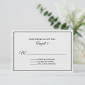 Carte RSVP pour mariage texturé blanc et noir (Debout devant)