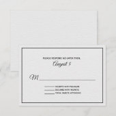 Carte RSVP pour mariage texturé blanc et noir (Devant / Derrière)