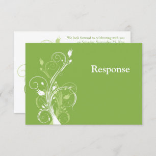 Carte RSVP pour mariage vert, blanc floral