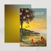 Carte RSVP pour papillon Artistic Lake Waterfront (Devant / Derrière)