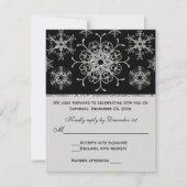 Carte RSVP pour Snowflakes Black Silver Parties sc (Devant)
