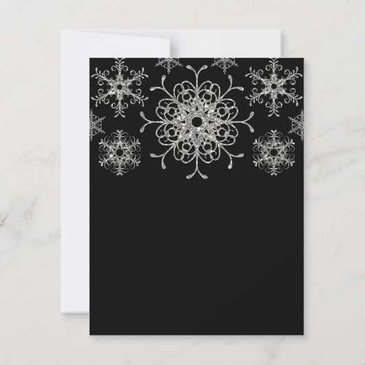 Carte RSVP pour Snowflakes Black Silver Parties sc (Dos)