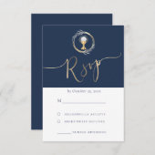 Carte RSVP première communion design bleu (Devant / Derrière)