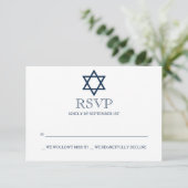 Carte RSVP Preppy Navy Blue Bar Mitzvah (Debout devant)