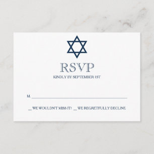 Carte RSVP Preppy Navy Blue Bar Mitzvah
