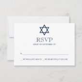 Carte RSVP Preppy Navy Blue Bar Mitzvah (Devant)
