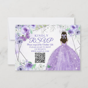 Carte RSVP Purple Lilac Quinceañera 15 Anos