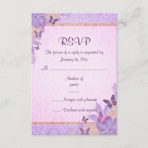 Carte RSVP Purple/Peach Papillon & Damask