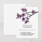 Carte RSVP Purple Simple Cherry Blossoms (Devant / Derrière)