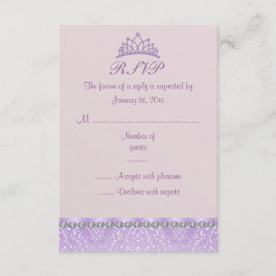 Carte RSVP Purple Tiara & Damask Sweet16
