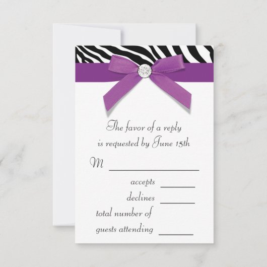 Carte RSVP Purple Zebra (Dos)
