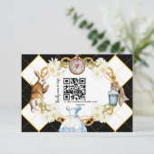 Carte RSVP QR code pour le mariage Alice au Pays d (Debout devant)