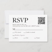 Carte RSVP Qr Code Scan Meal Choice White Wedding (Devant)