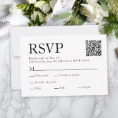 Carte RSVP Qr Code Scan Meal Choice White Wedding
