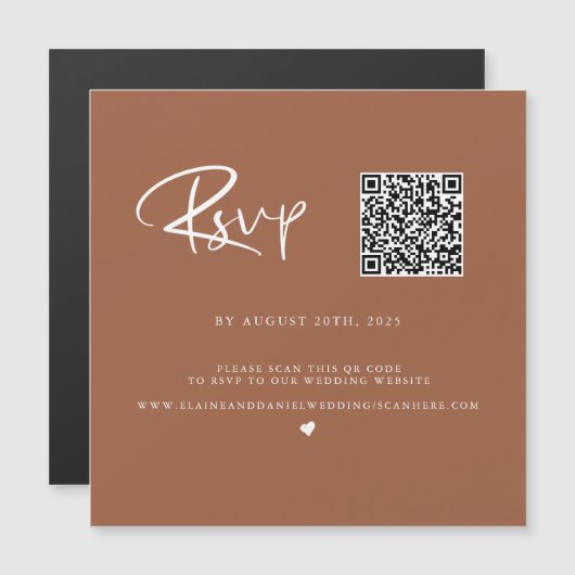 Carte RSVP QR Code Terra Cotta Photo (Devant / Derrière)