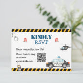 Carte RSVP QR de la fête d'anniversaire de la poli (Debout devant)