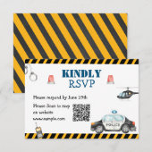 Carte RSVP QR de la fête d'anniversaire de la poli (Devant / Derrière)