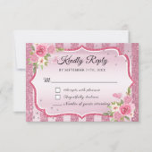 Carte RSVP Quinceanera à Parties scintillant flora (Devant)