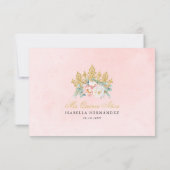 Carte RSVP Quinceañera Elegant Rose & Or (Dos)