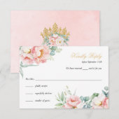 Carte RSVP Quinceañera Elegant Rose & Or (Devant / Derrière)