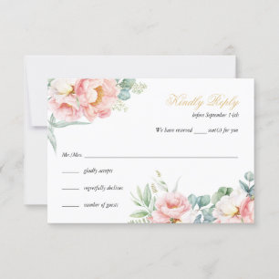 Carte RSVP Quinceañera Elegant Rose & Or