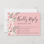 Carte RSVP Quinceanera Florale Rose (Devant)