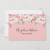 Carte RSVP Quinceanera Florale Rose (Dos)